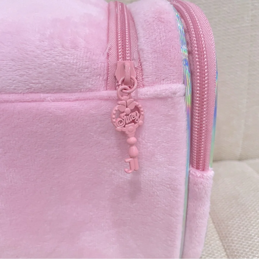 NEW Juicy Couture Pink Velour Butterfly Rhinestone‎ Makeup Bag Toiletry Case NWT